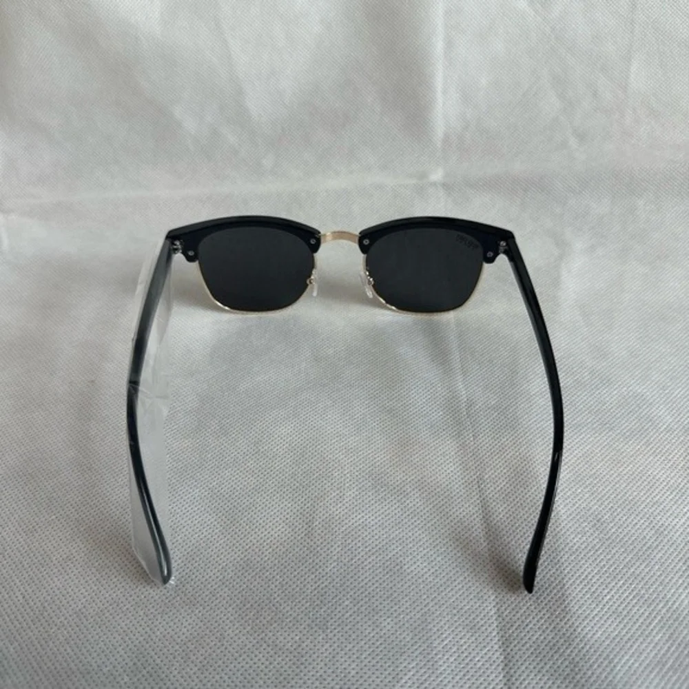 Polarized Half Frame Horn Rimmed Sunglasses Black Unisex Deep Eddy Vodka New